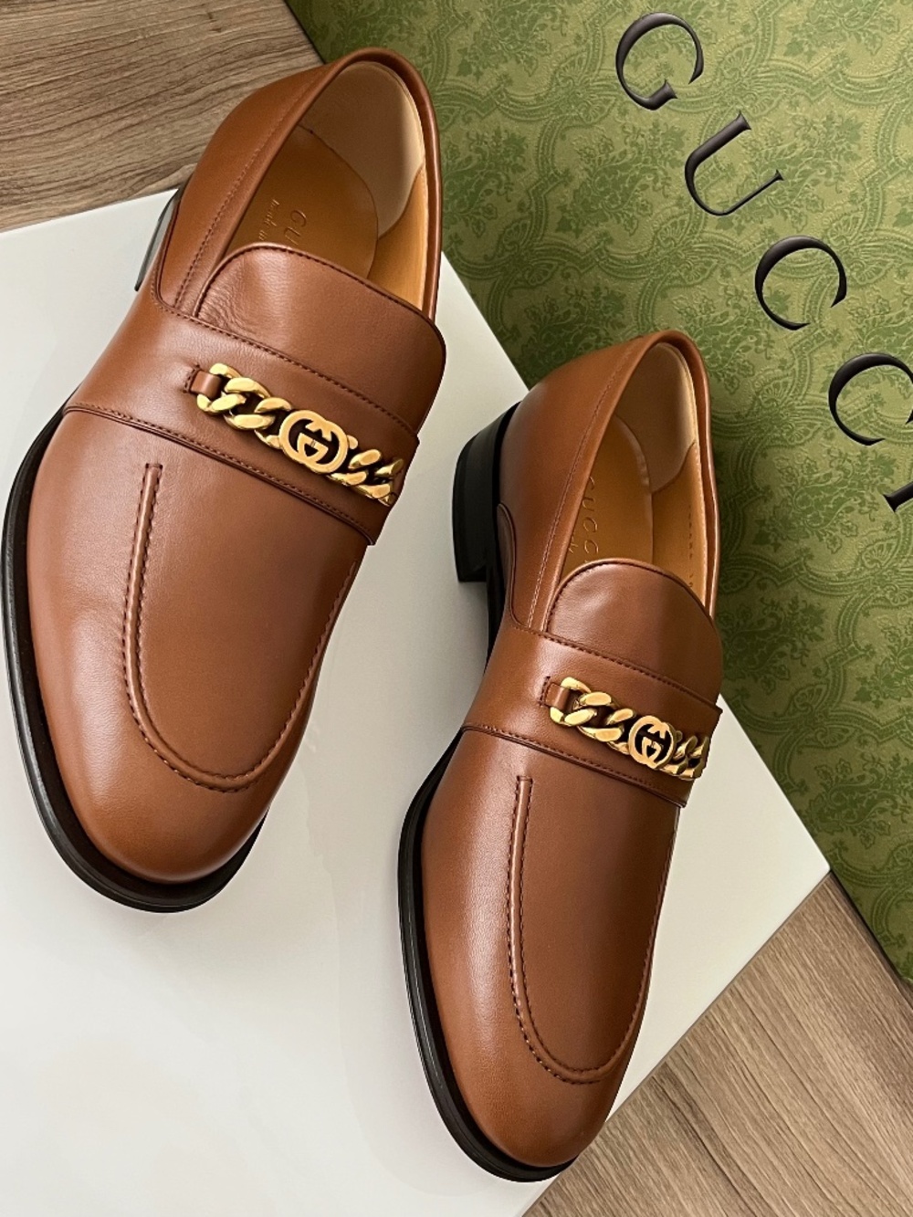 Gucci Men's Business Classic Dress Shoes Brown Leather Size 10 U.S. 10.5 EU44NEW